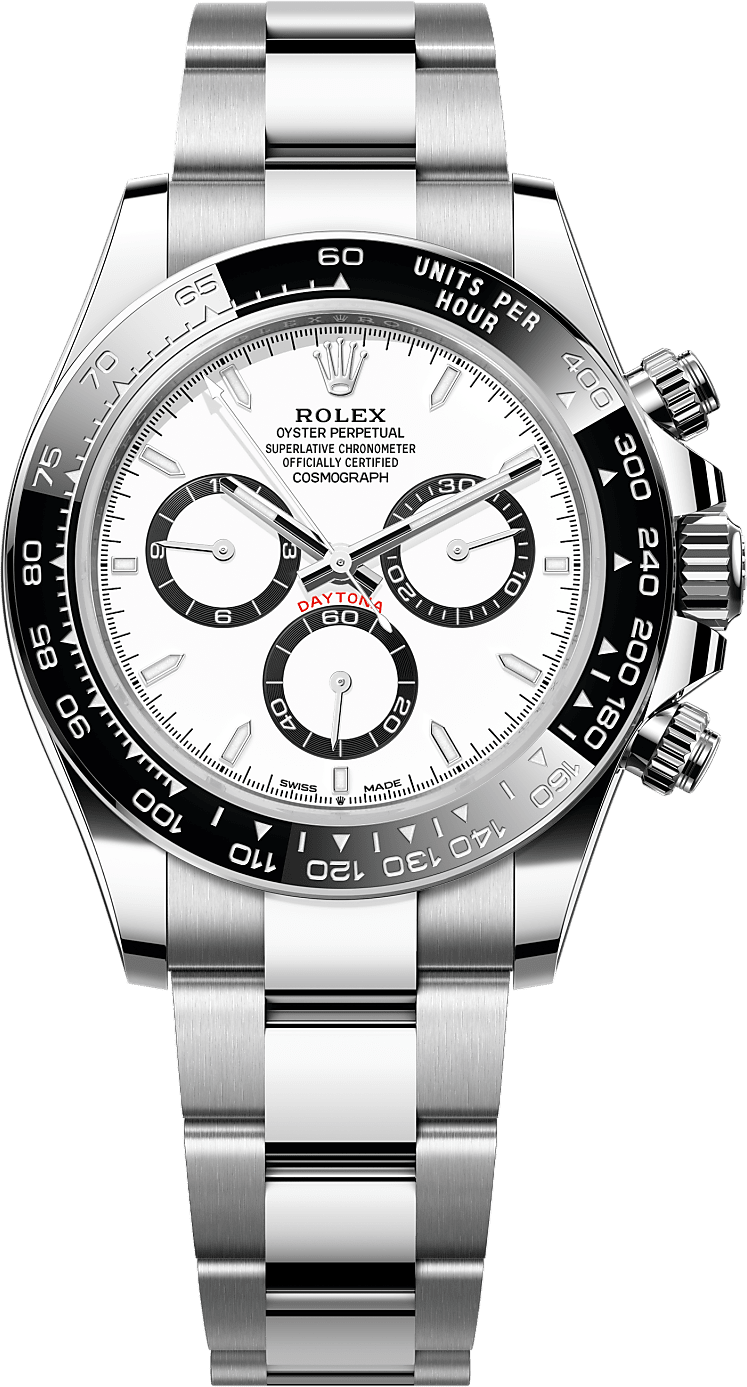 Rolex Cosmograph Daytona in Edelstahl mit weißem Zifferblatt